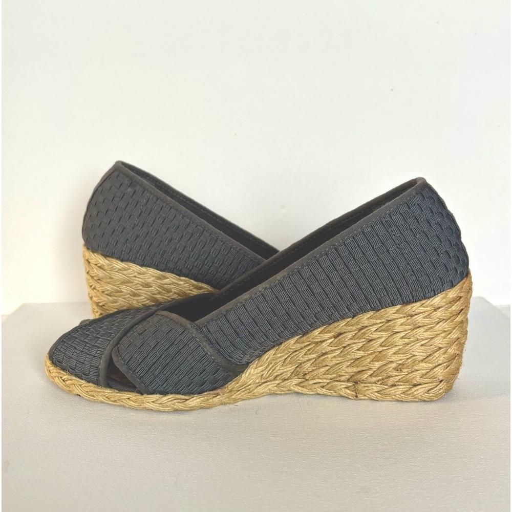 Lauren Ralph Lauren Steel Blue Cecelia Summer Espadrille Wedges sz 9.5 B